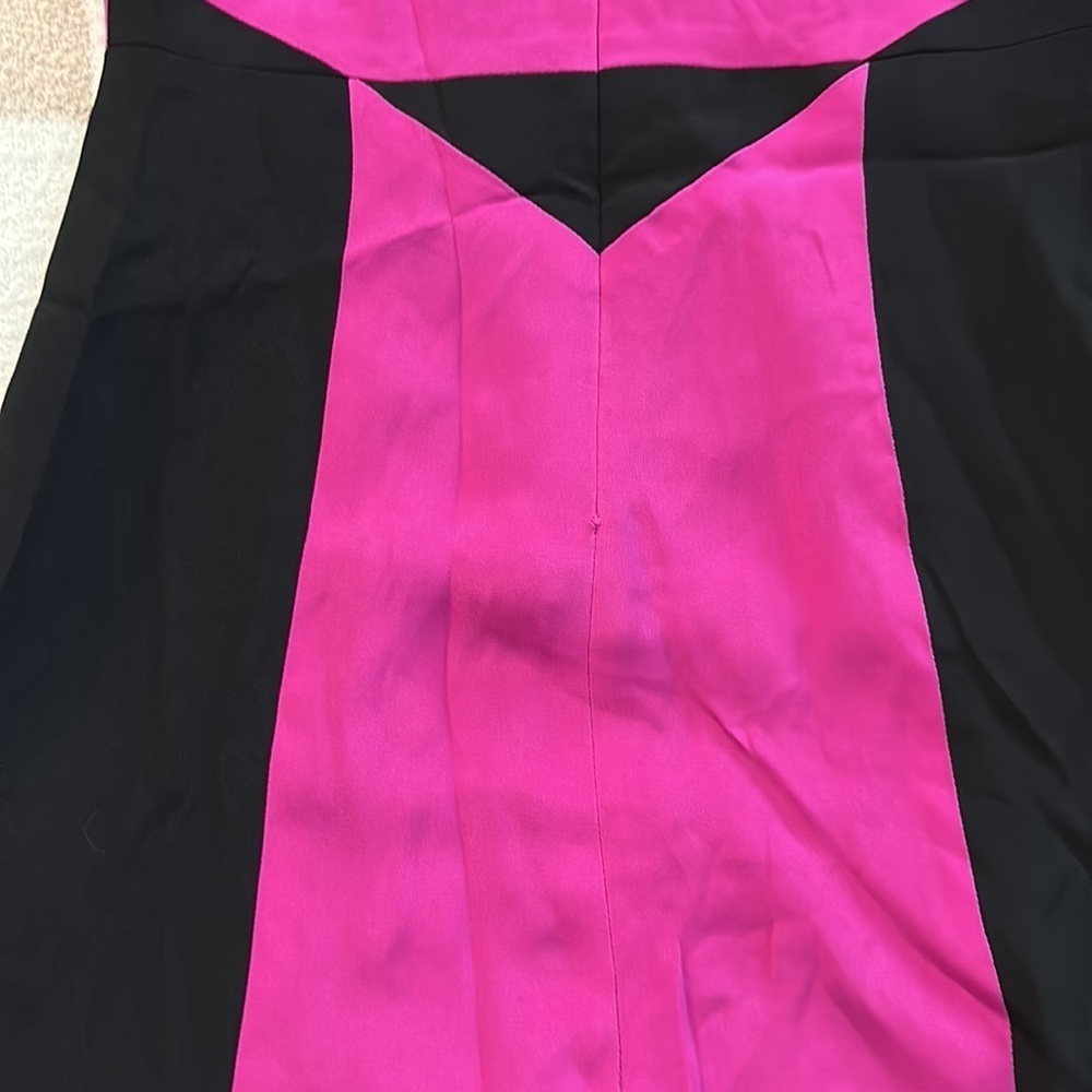 Rebecca Minkoff Crystal Black Pink Illusion Colorblock Silk shift Dress size 2 - Picture 10 of 10